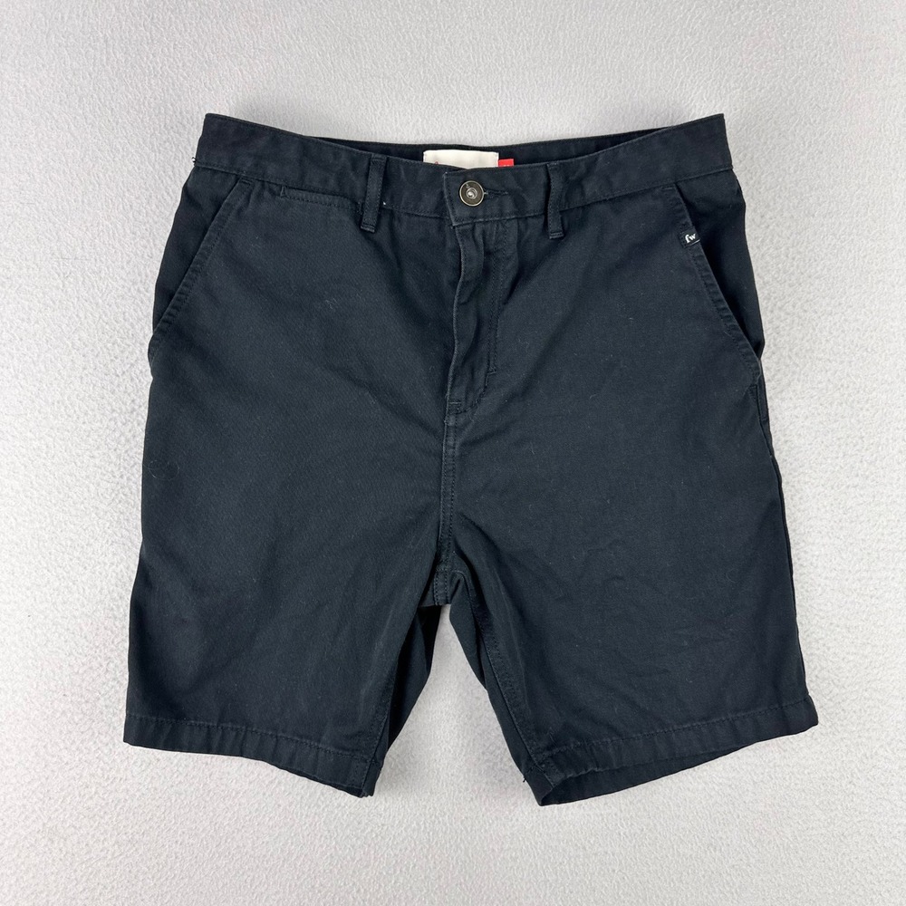 Free World‎ Walker Standard Chino Shorts Mens 28 Black Cotton Twill Comfort Flex